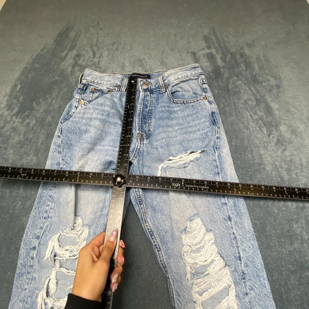Aeropostale Jeans Womens 6R 30x27 Distressed Frayed Hem Super High Rise Straight